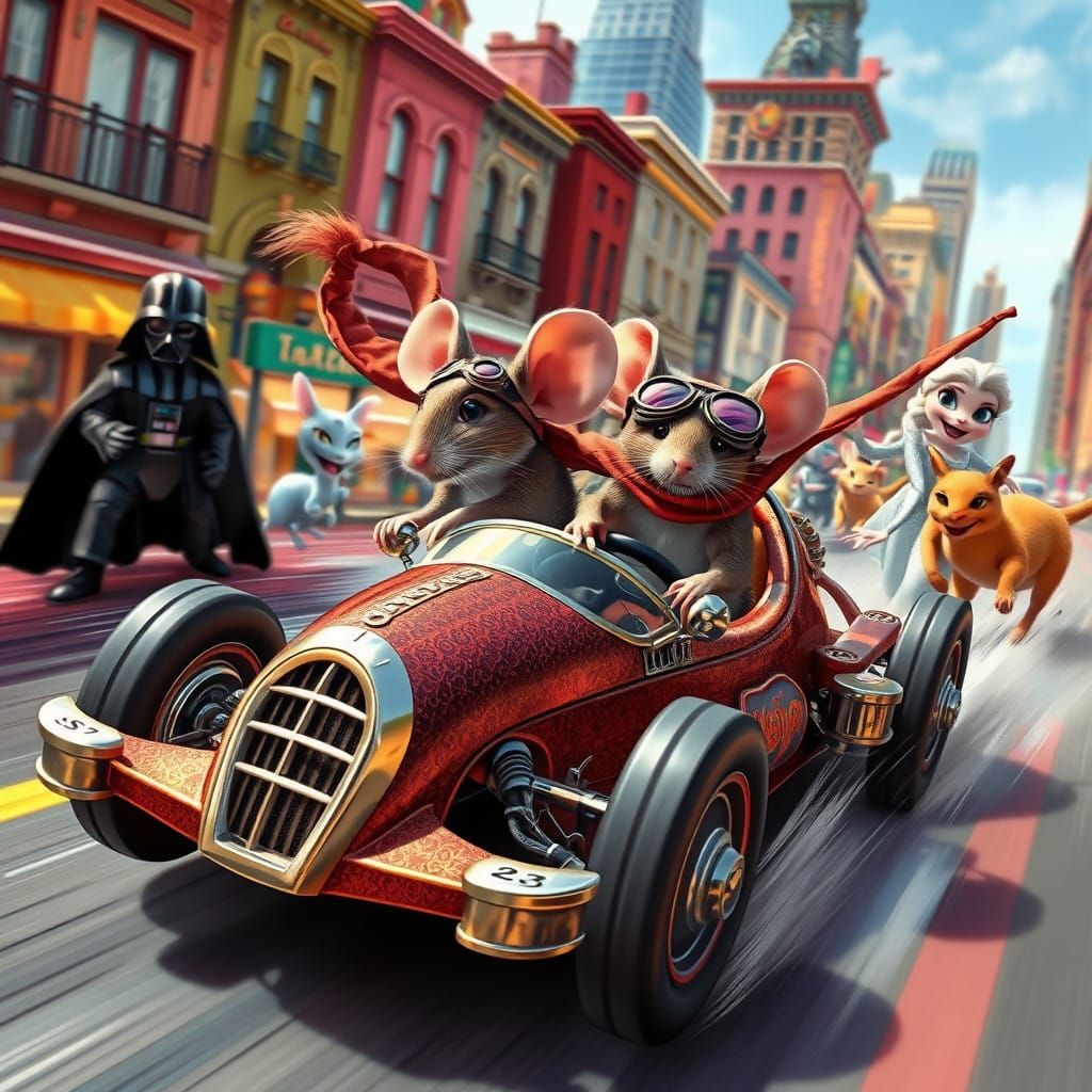 Daring Mice Outrun Cats in Whimsical Toy City