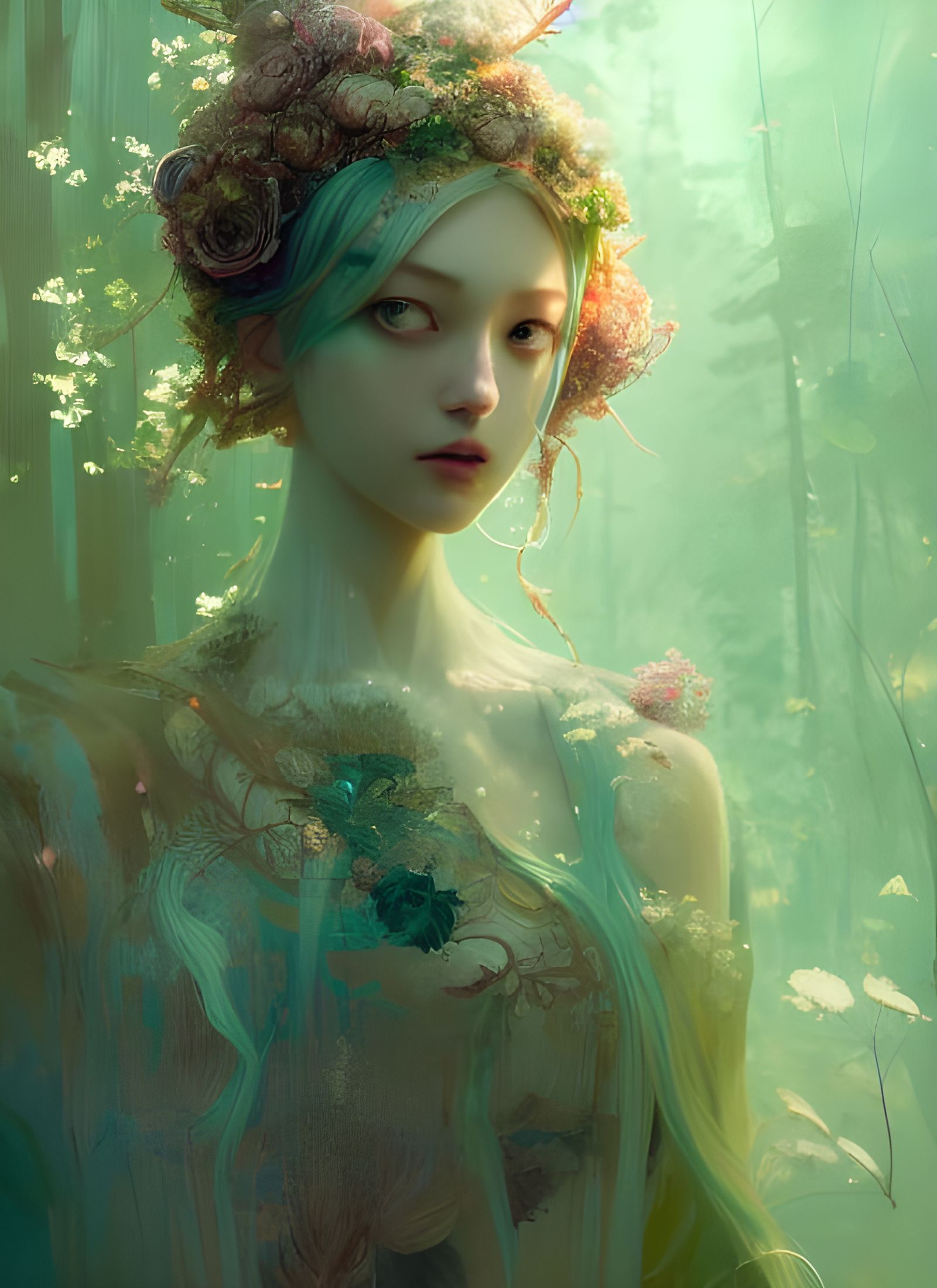 Forest Princess Portrait in Hyperdetailed Digital Art