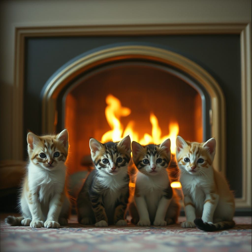 Cozy Kittens in Cinematic Still Life