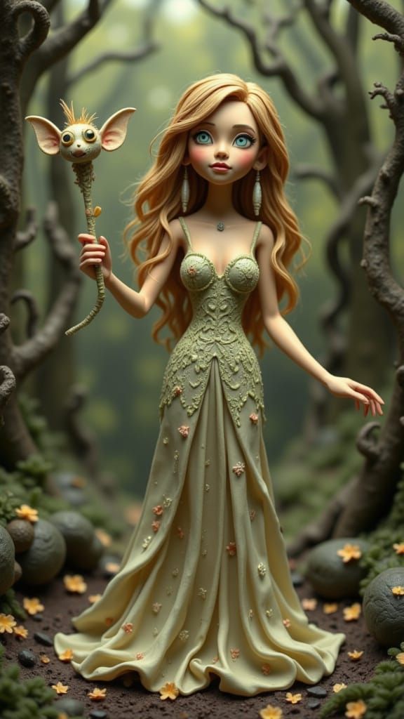 Fairy Godmother in Sparkling Gown: Claymation Style