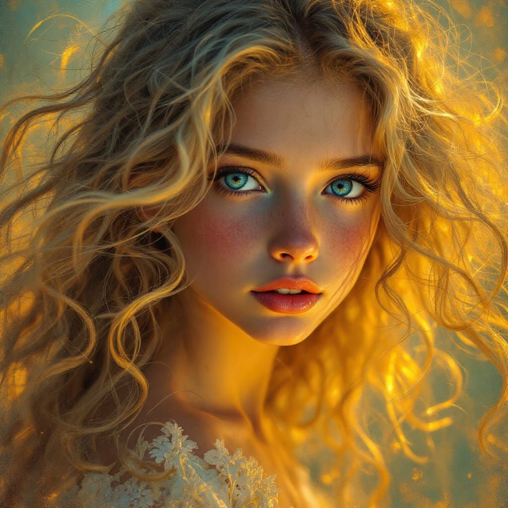 Dreamlike Portrait in Blended Artistic Styles