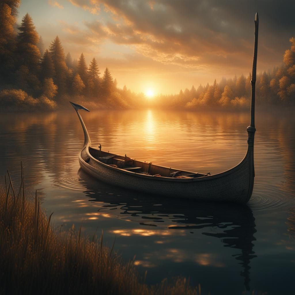 Epic Sunrise Over Water With Pike Fish