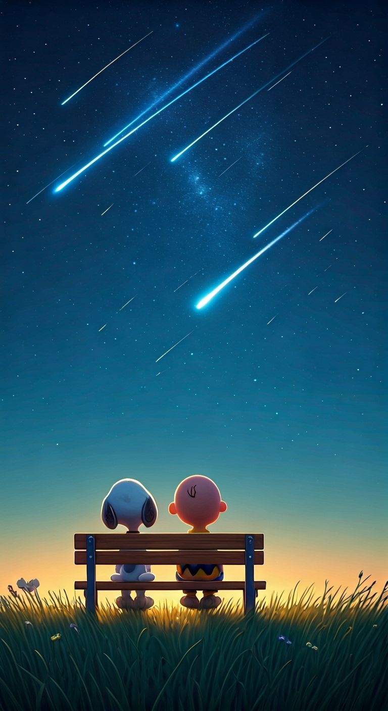 Snoopy and Charlie Brown Watch Meteor Shower