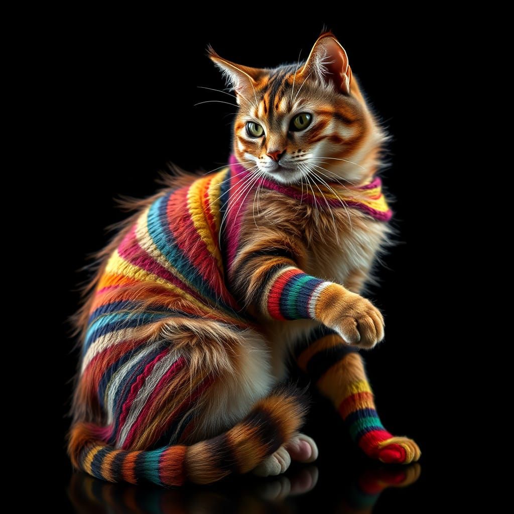 Surreal Sock Cat Tornado: Hyperrealistic Digital Art