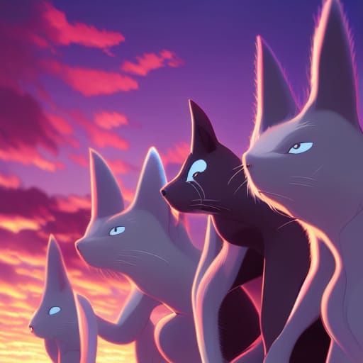 Cartoon Animals Comic Art in Anime Style