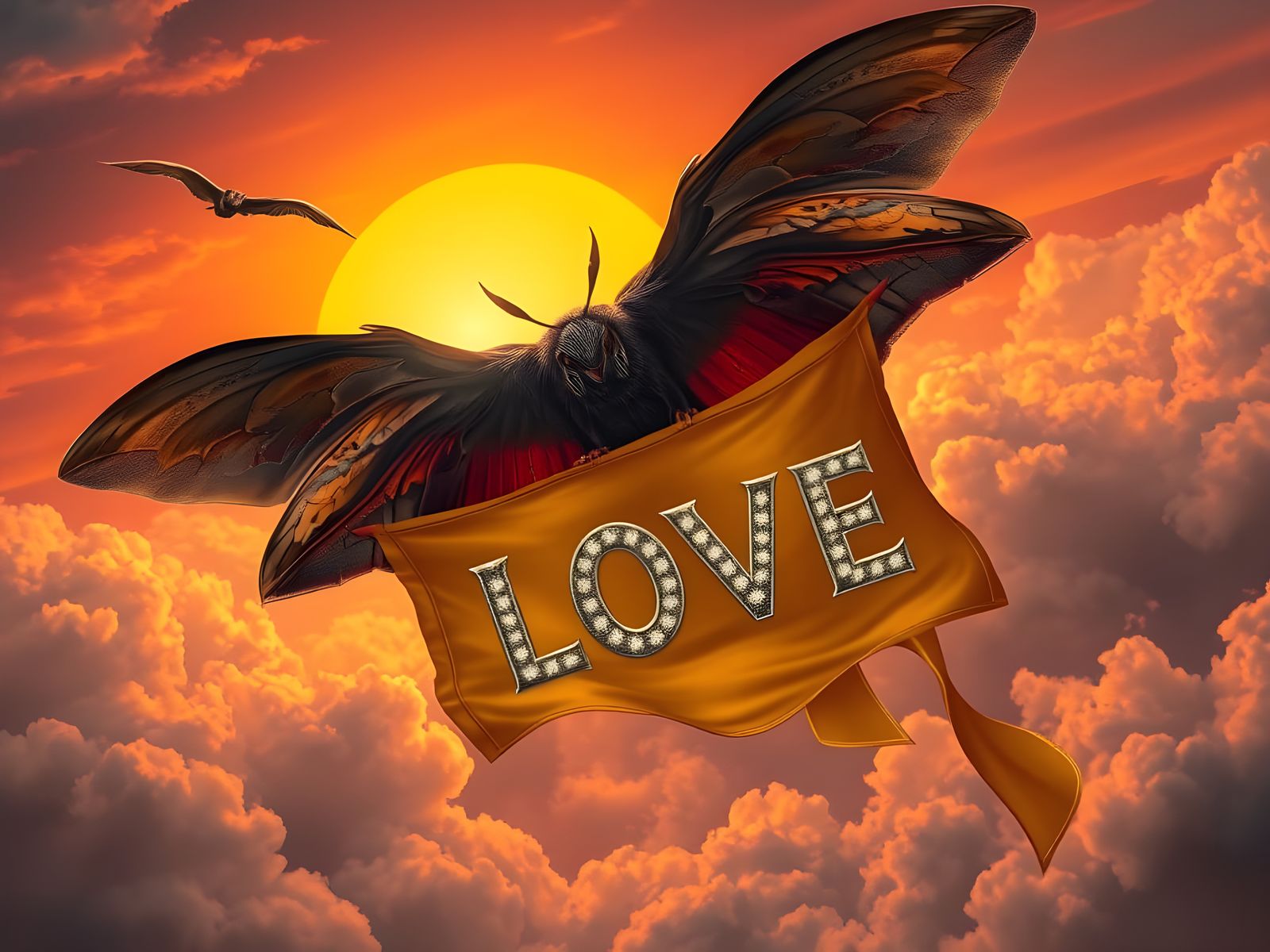 Mothman Spreads Wings of Love in the Sky