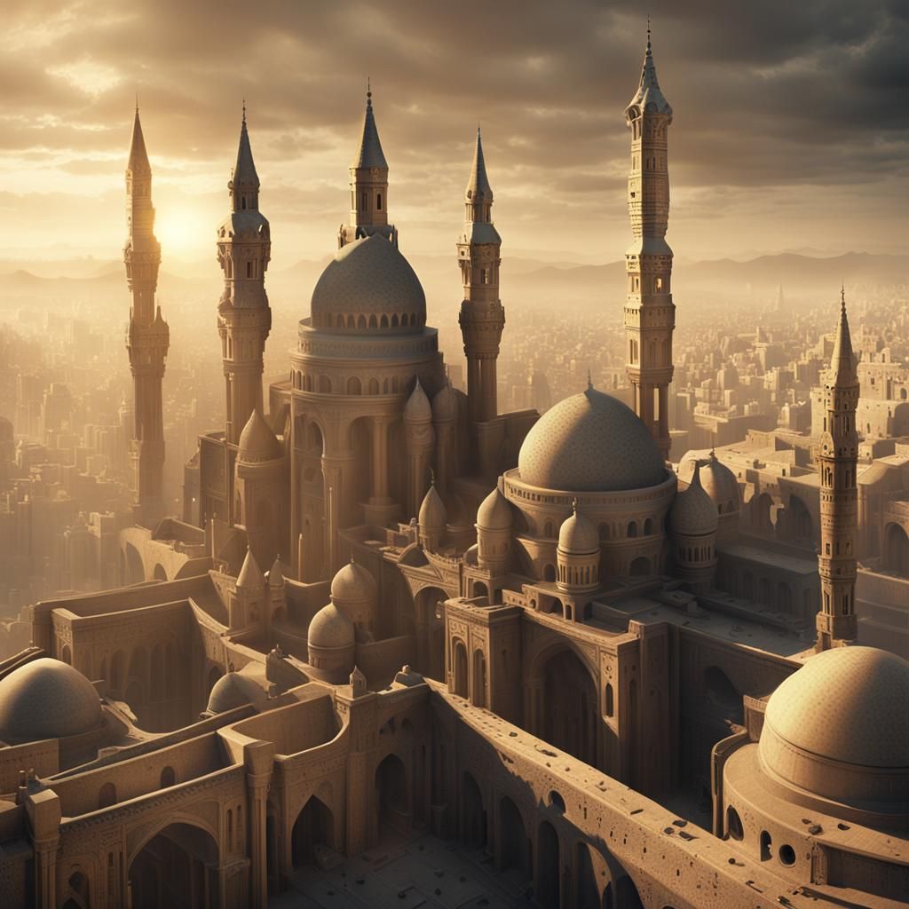 Steampunk Egyptian Necropolis in Escher Style