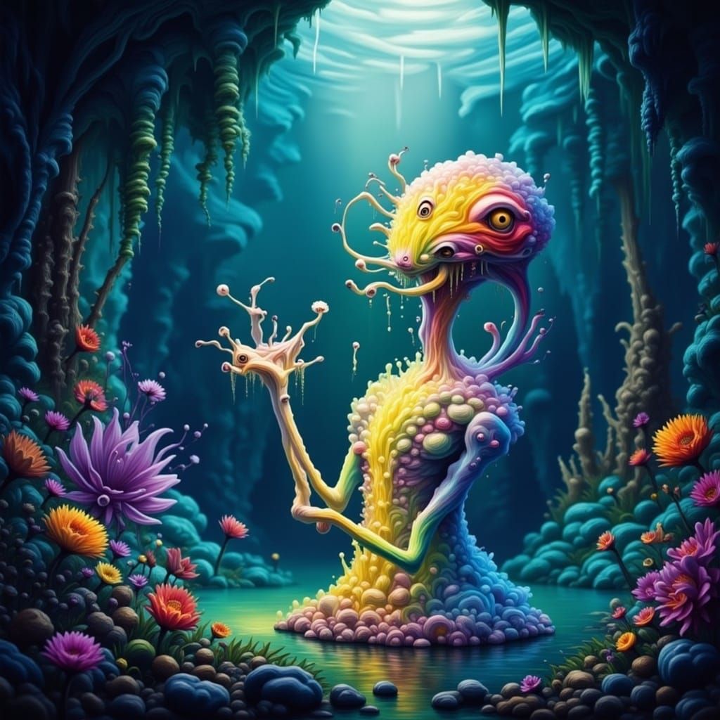 Otherworldly Glowing Biome in Vibrant Iridescent Colors