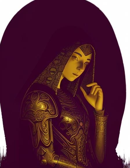 Surreal Woman in Ancient Ruins with Aureola