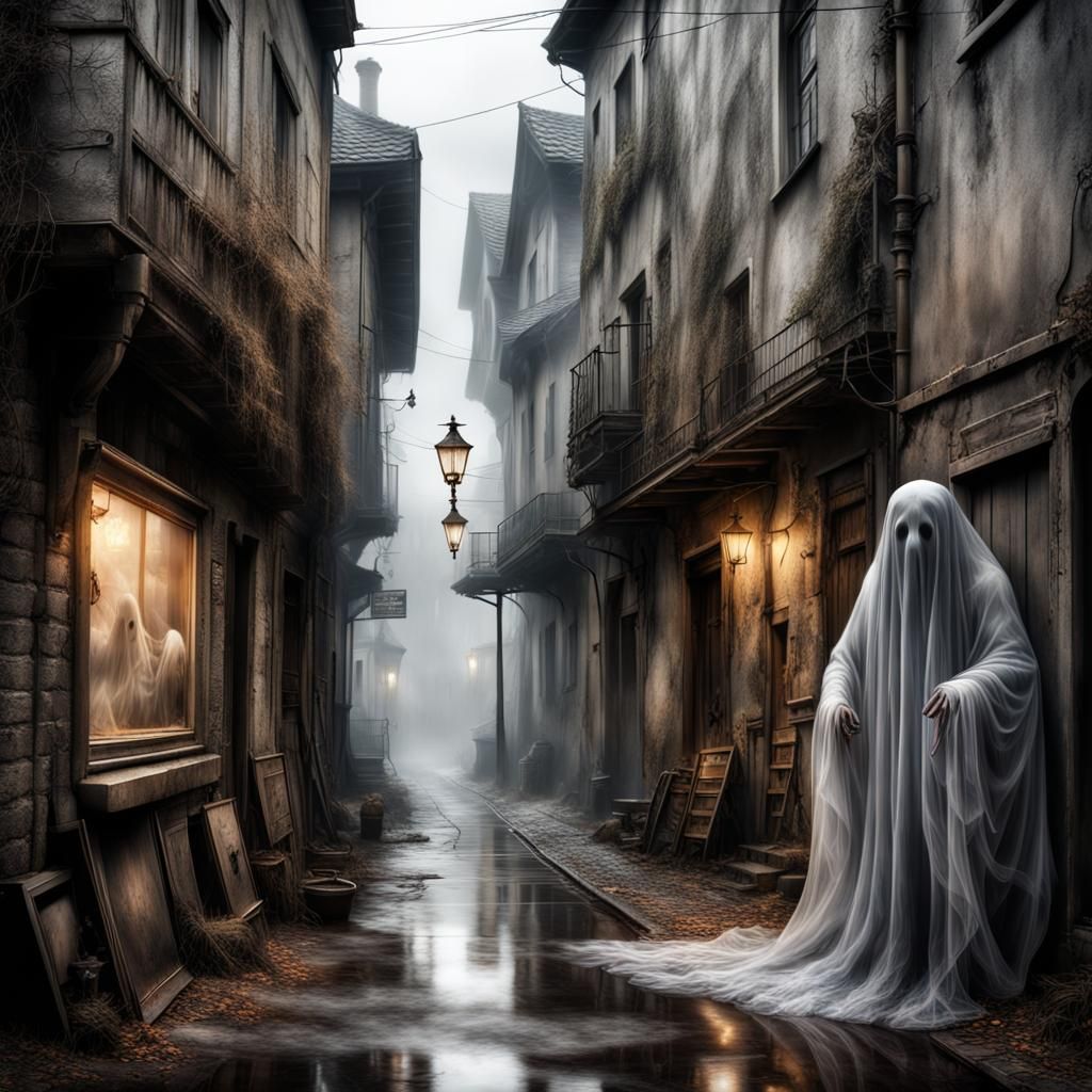 Frightening Transparent Ghosts in Gloomy Alleyways