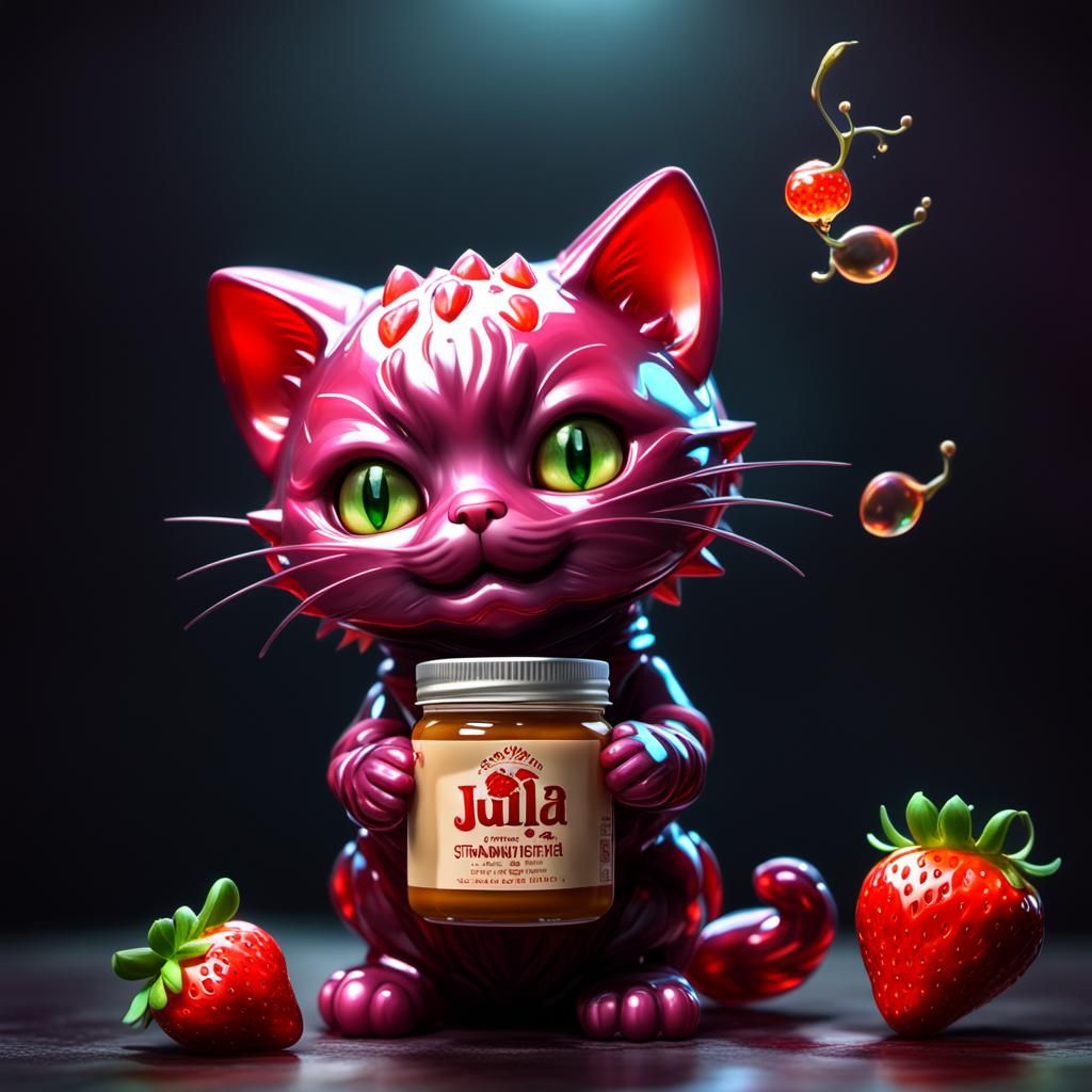 Strawberry Jelly Cat Sculpture with Peanut Butter