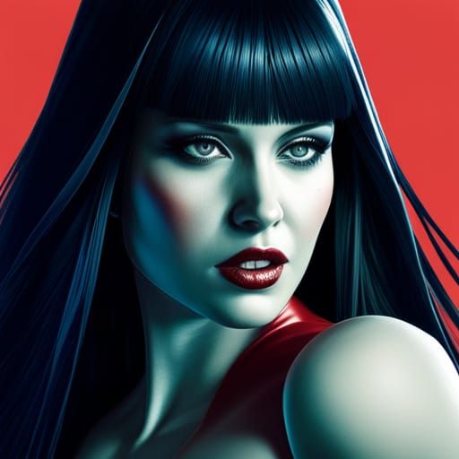 Vampirella in Hyper-Realistic Abstract Expressionism