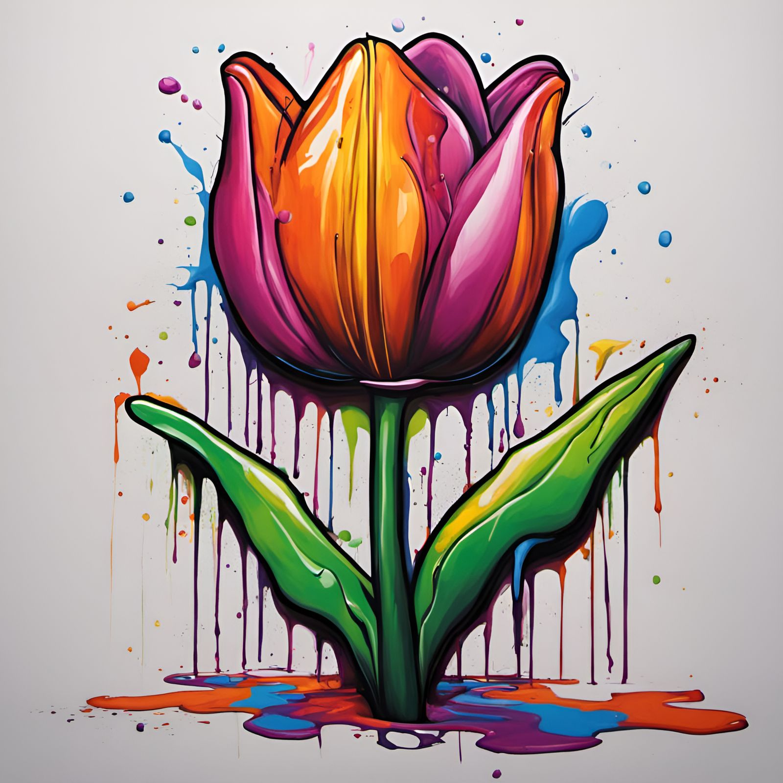 Colorful Graffiti Tulip: Street Art Illustration
