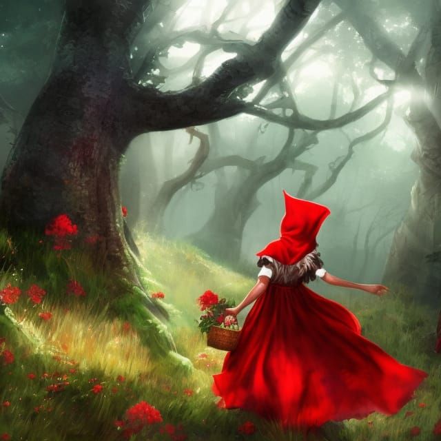 Little Red Riding Hood in Dark Forest