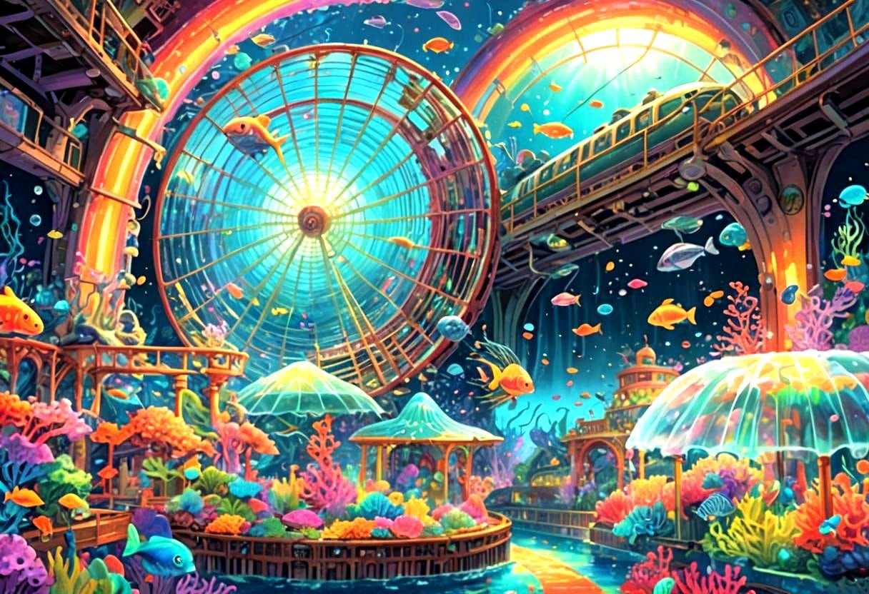 Colorful Underwater Amusement Park Adventure