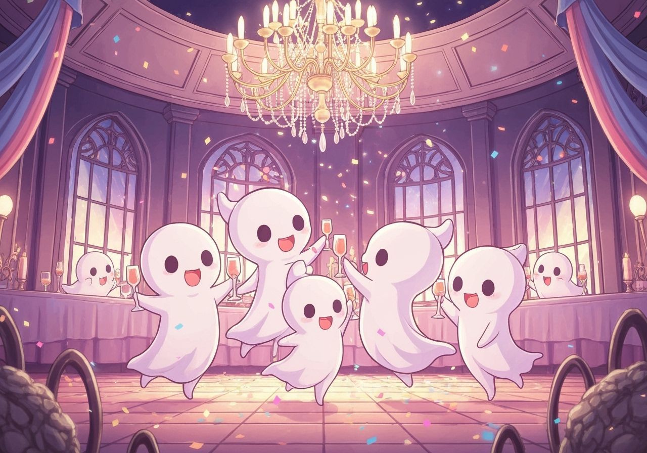Chibi Ghosts Celebrate Haunted New Year's Ball