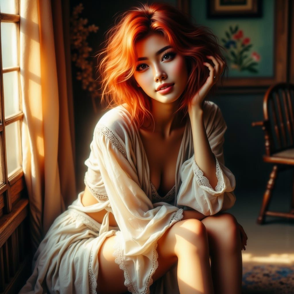 Japanese Woman in Contemplative Mood