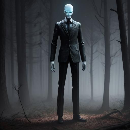 Eerie Slender Man Action Figure in Forest