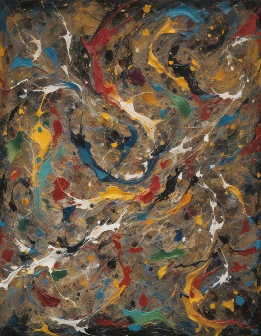Dynamic Abstract Expressionism Masterpiece in Vibrant, Textu...