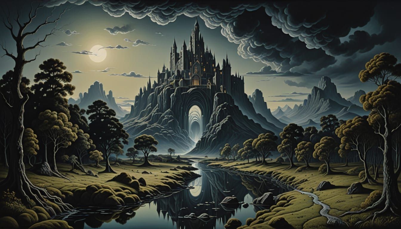 Metaphysical Surrealist Painting of Introspection