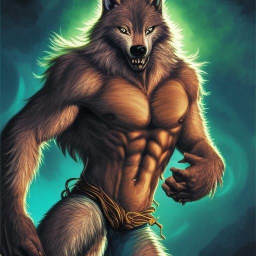 Realistic Werewolf Portrait in Organic Punk Style