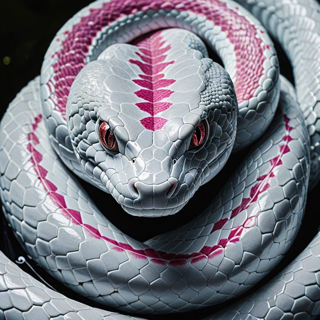 White Snake with Pink Eyes in Bering Strait