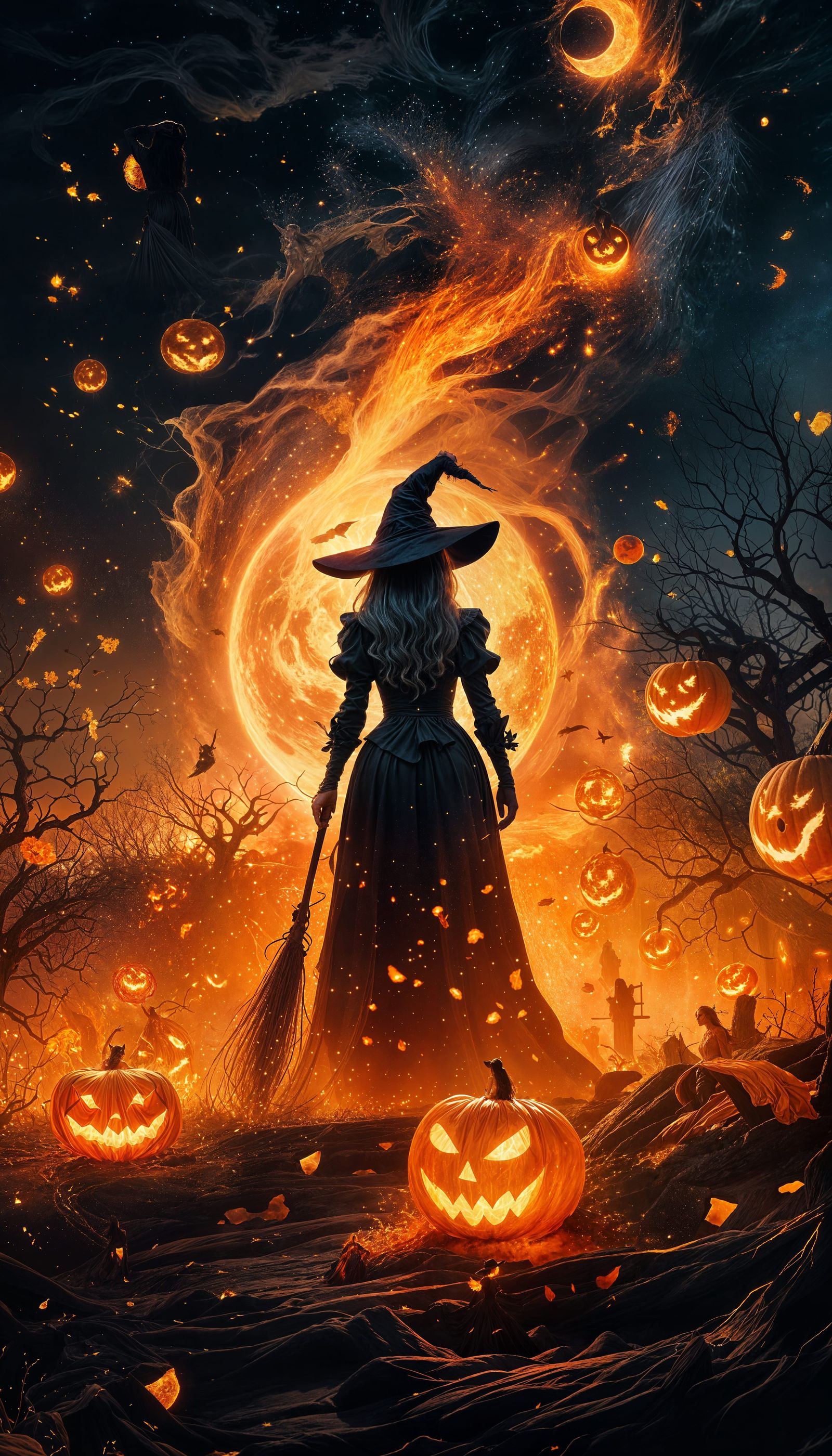 Witch at Fiery Galaxy Portal
