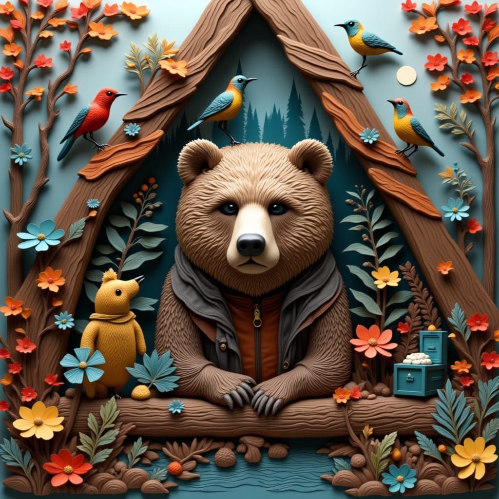 Charming Camper Surrounded by Vibrant Wildlife in a Tent-Sha...