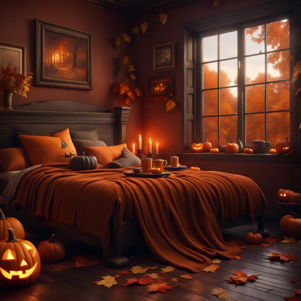 Cozy Halloween Room in Autumn Style