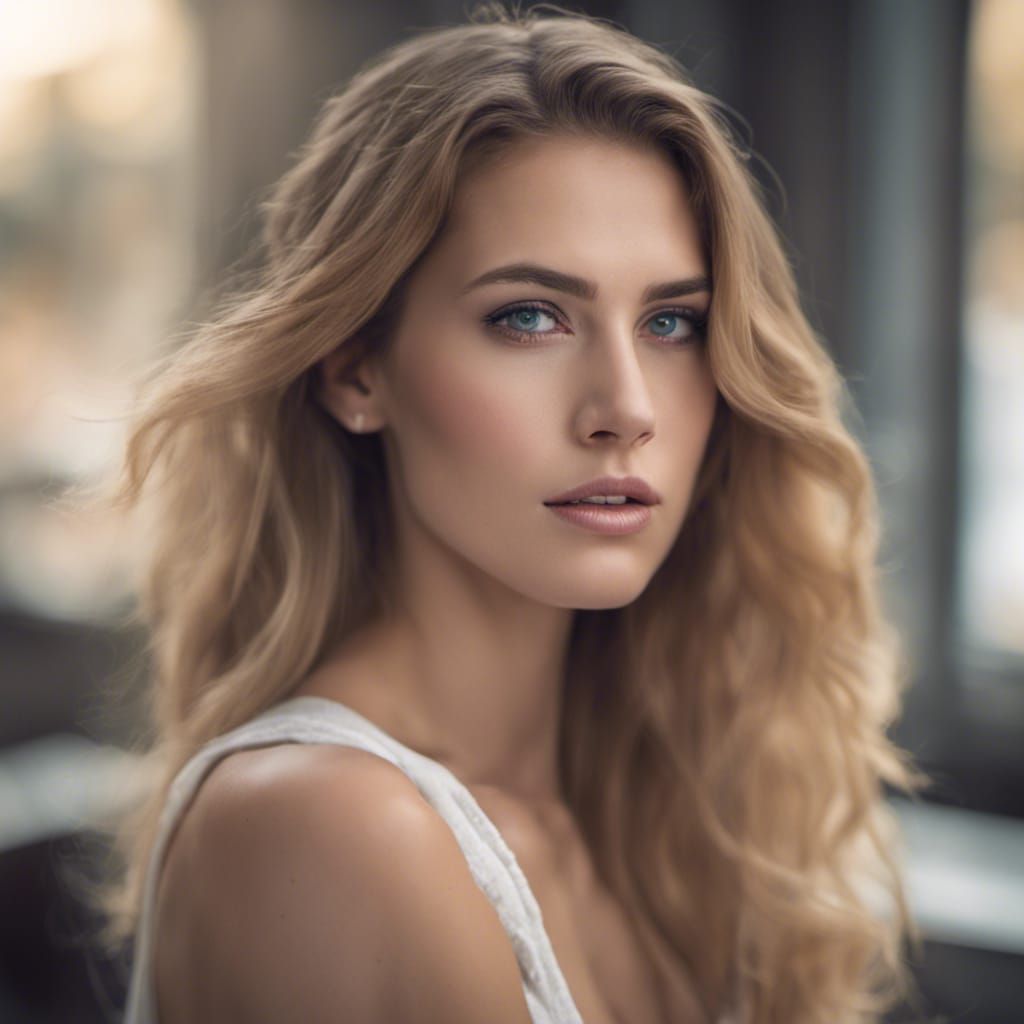 Sensual Woman Portrait with Bokeh, Professional Photography