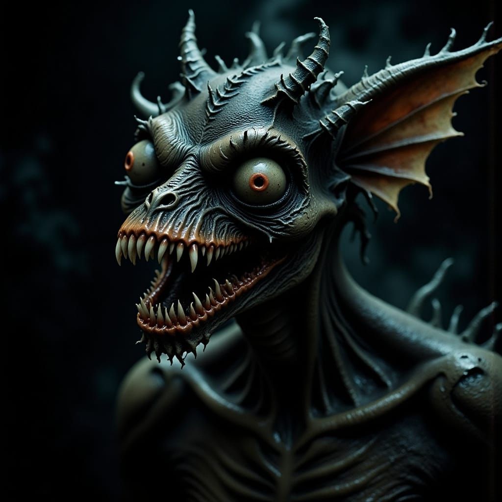 Horrifying Demon Macro Shot with Second Mouth