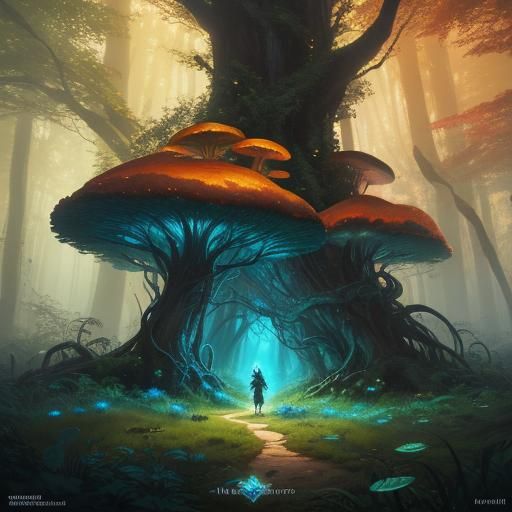 Mystical Sorceress in Enchanted Forest Concept Art