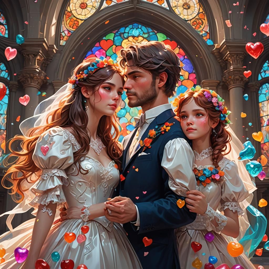 Jelly Sweets Wedding: Vibrant Digital Portrait