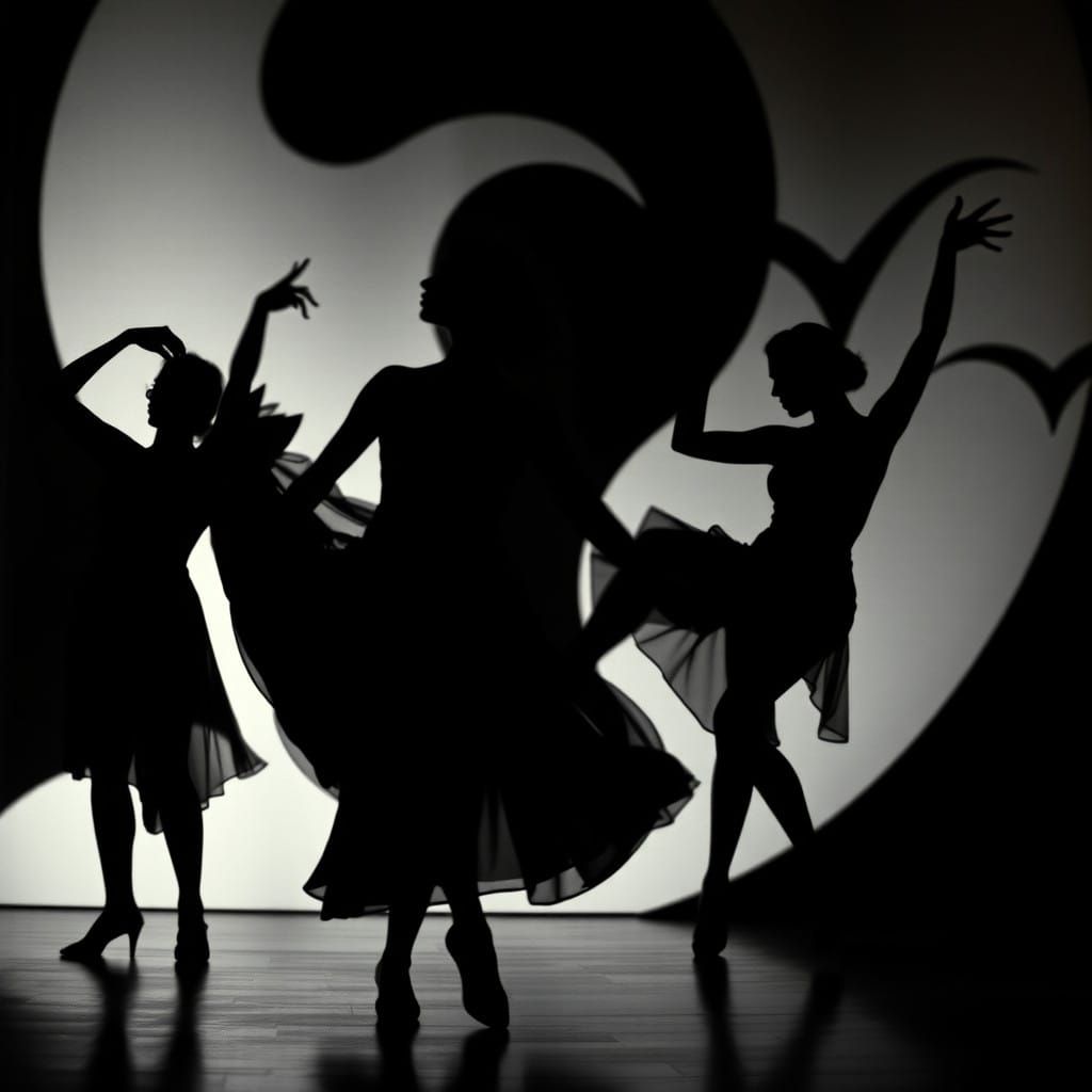Abstract Silhouettes Dance in Bold Chiaroscuro