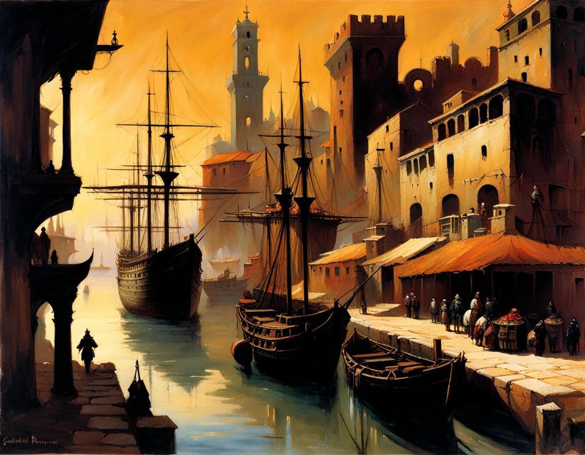 Fantasy Port City Inspired by Dark Art