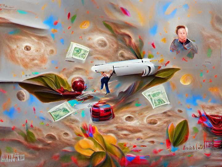 Elon Musk Dollar Drop: Hyperrealistic Digital Illustration