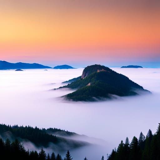 Misty Mountain Landscape: Serene AI Image