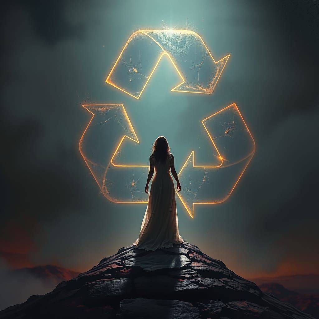 Surreal Recycling Symbol: Hyper-Realistic Digital Painting