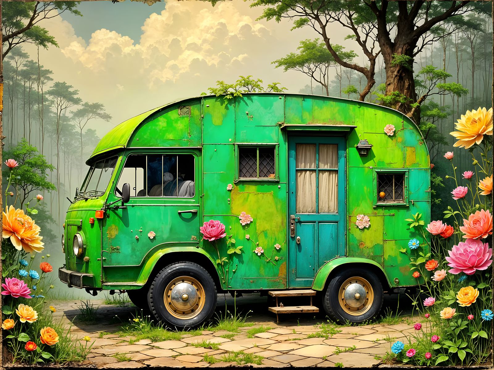 Gypsy Camping in my Neon Green Caravan