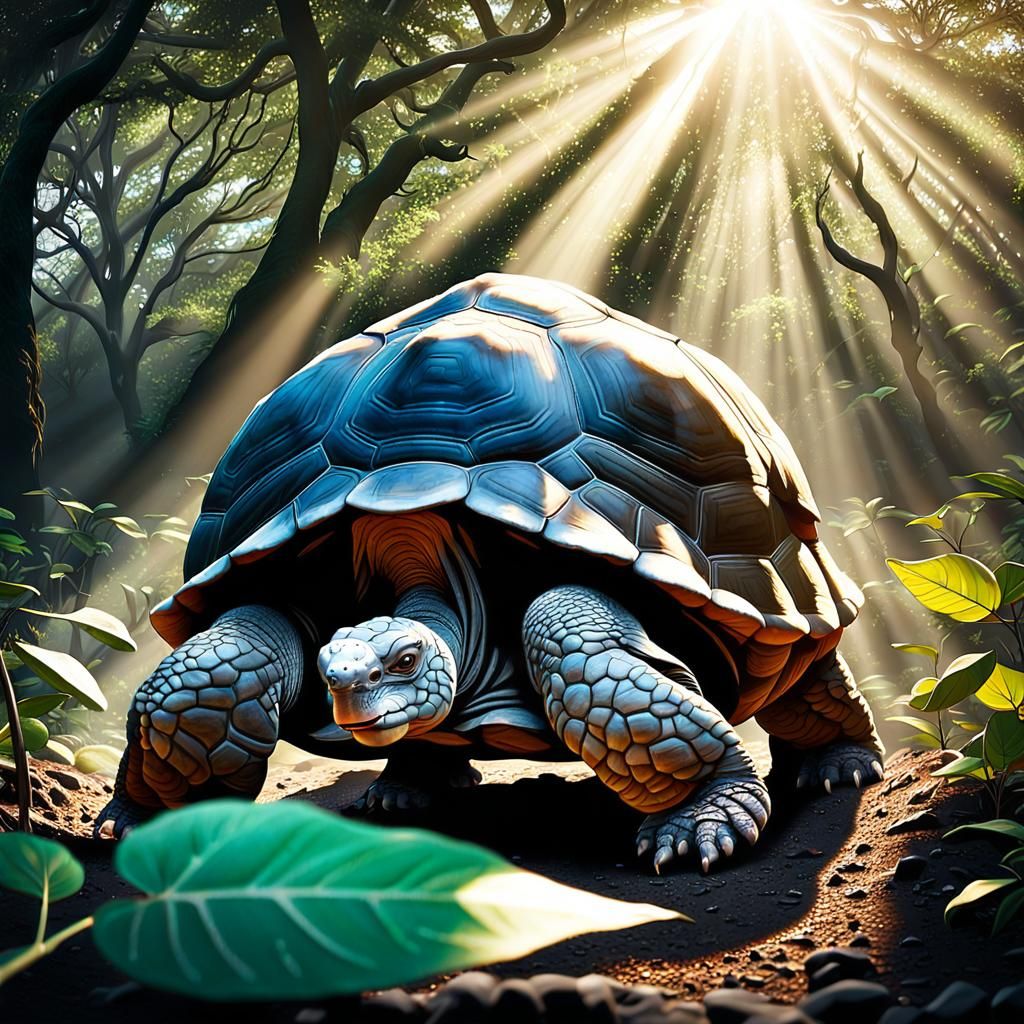 Galapagos Giant Tortoise in Natural Habitat