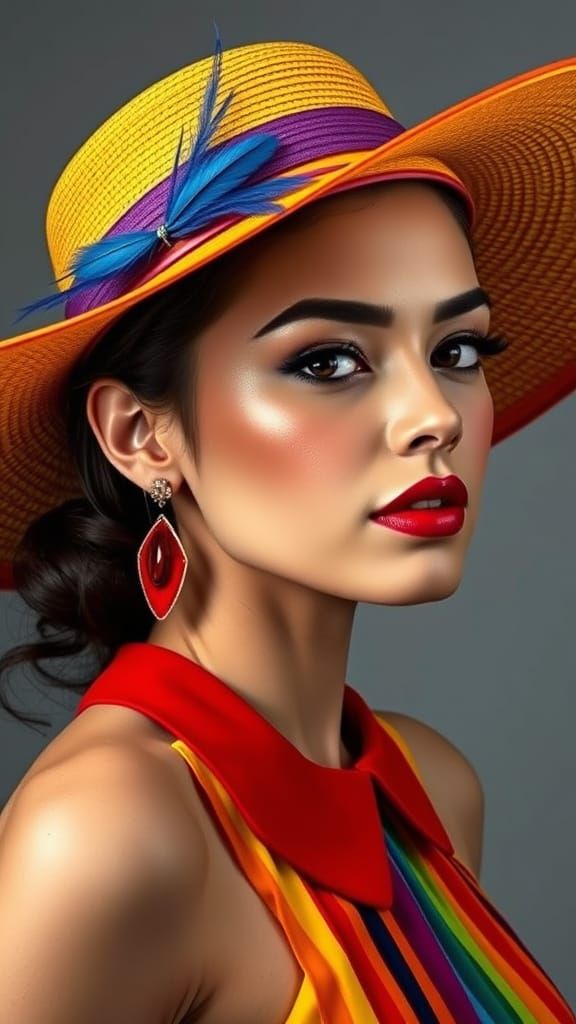 Rainbow Fashion Portrait in Photorealistic Style