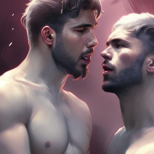 Passionate Kiss: Hyperdetailed Portrait in Dynamic Lighting