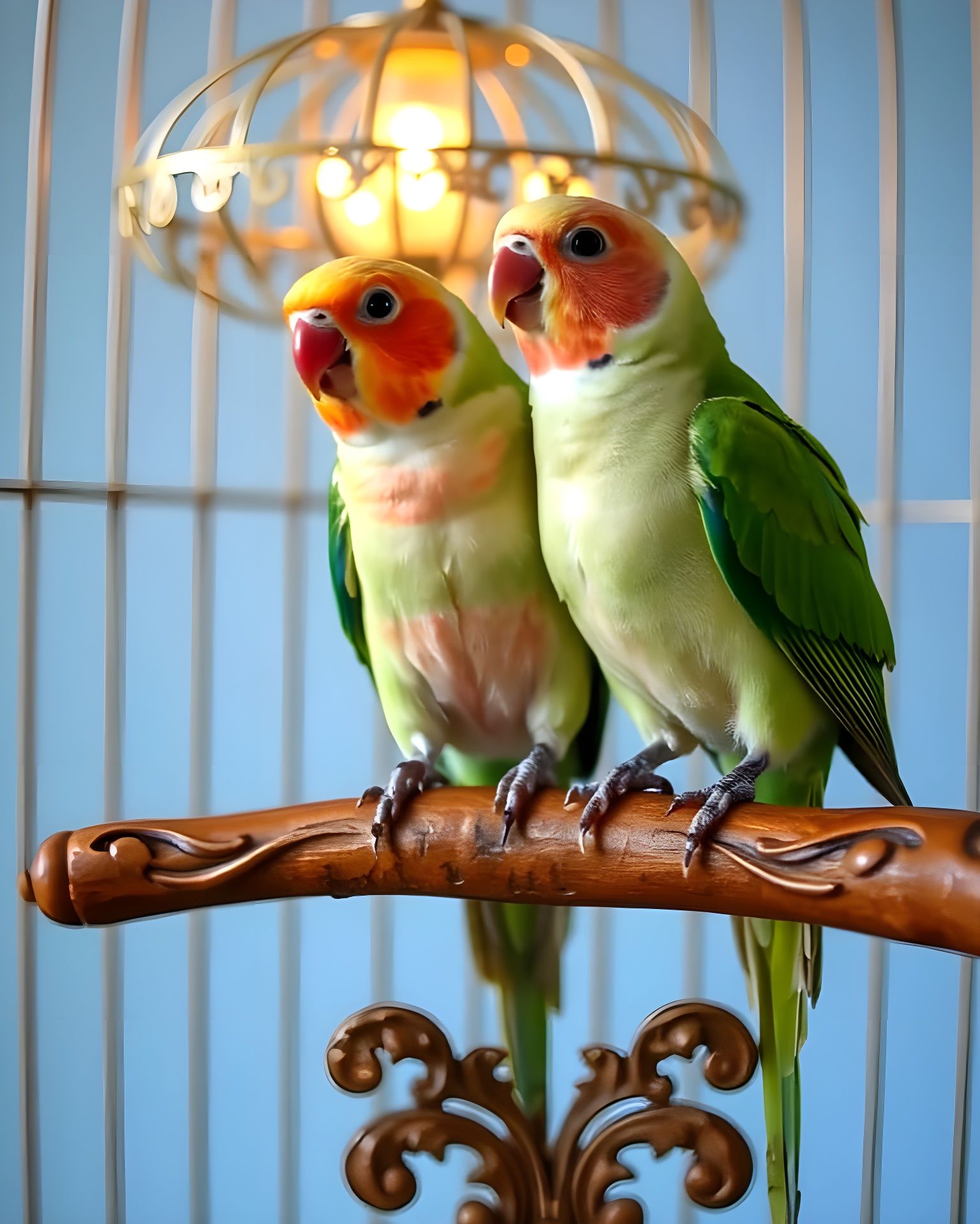 Ethereal Lovebirds in Art Nouveau Harmony