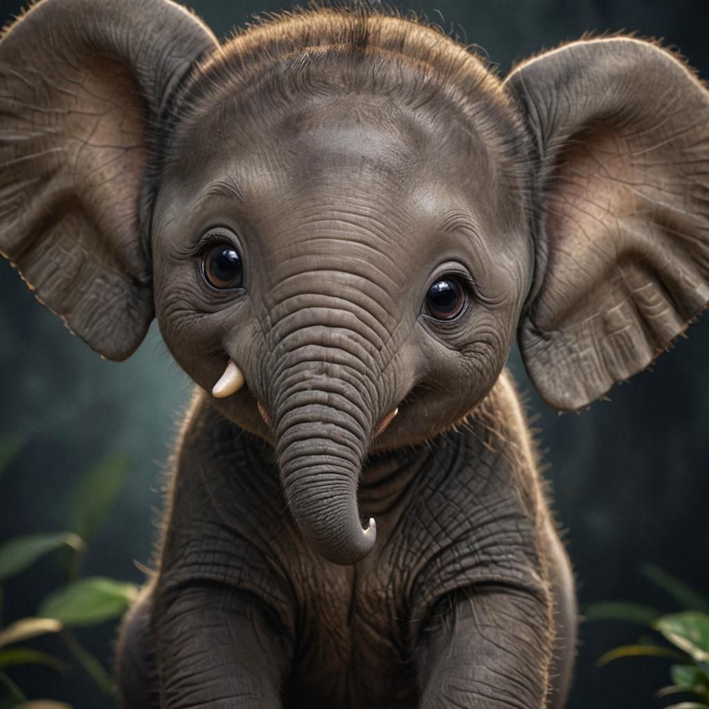 Cute Chibi Elephant Portrait in Vibrant Colors