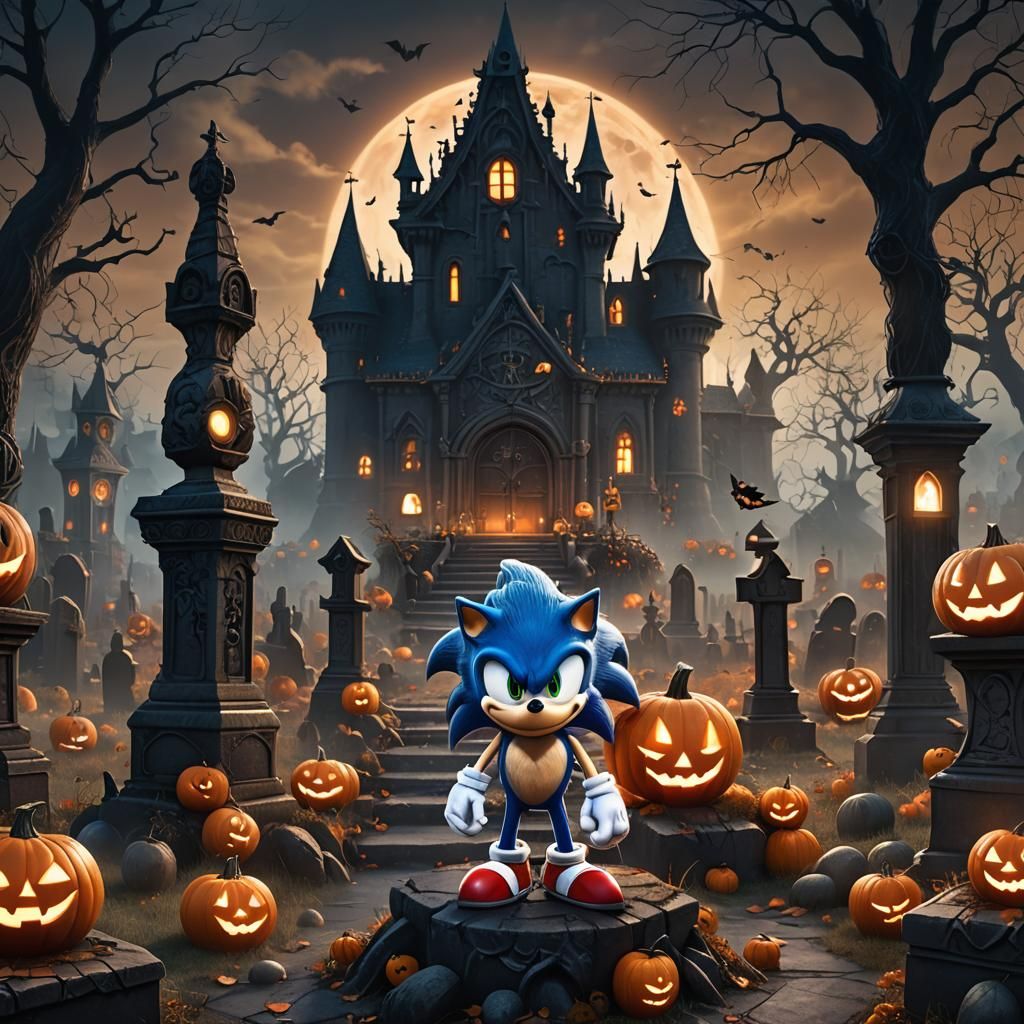 Sonic in Halloween Town: Dark Fantasy Concept Art