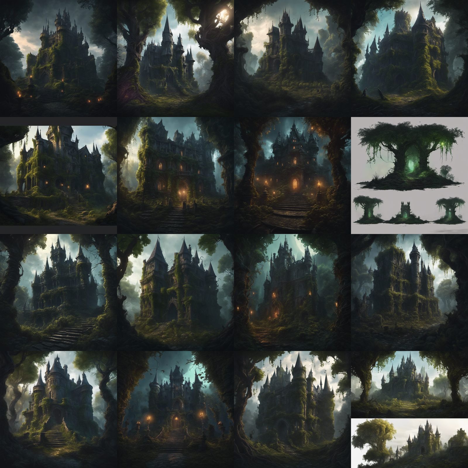 Mystical Witch Coven Grove with Obsidian Castle