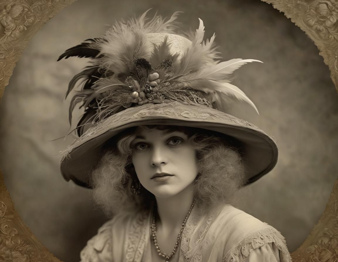 Crone in Feathered Hat, Classical Glamour Photography