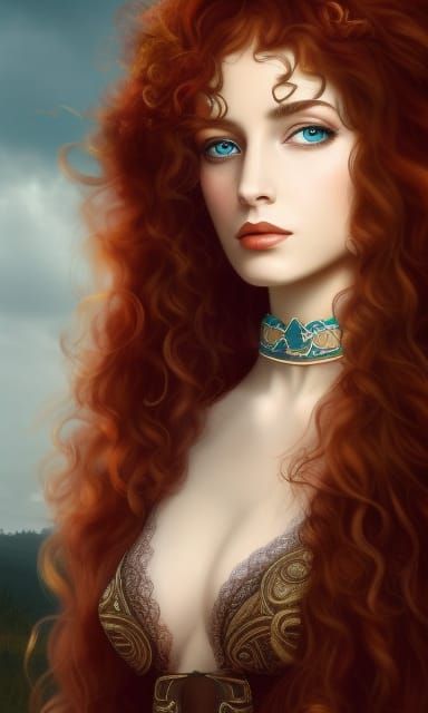 Mystical Woman Portrait in Gouache Watercolor Style