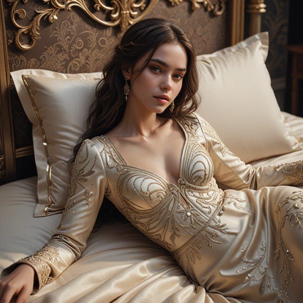 Serene Goddess in Opulent Majesty