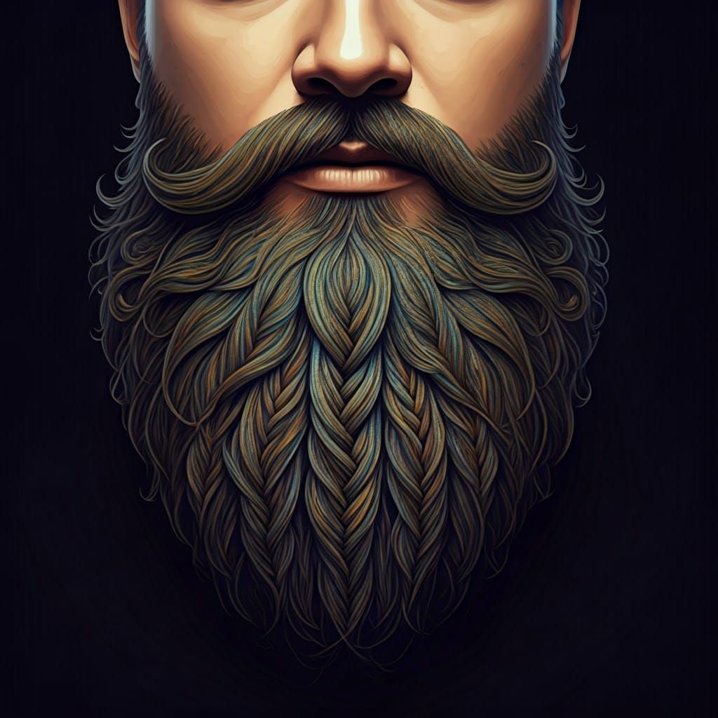 Mystical Forest Braided Beard in Whimsical Digital Art